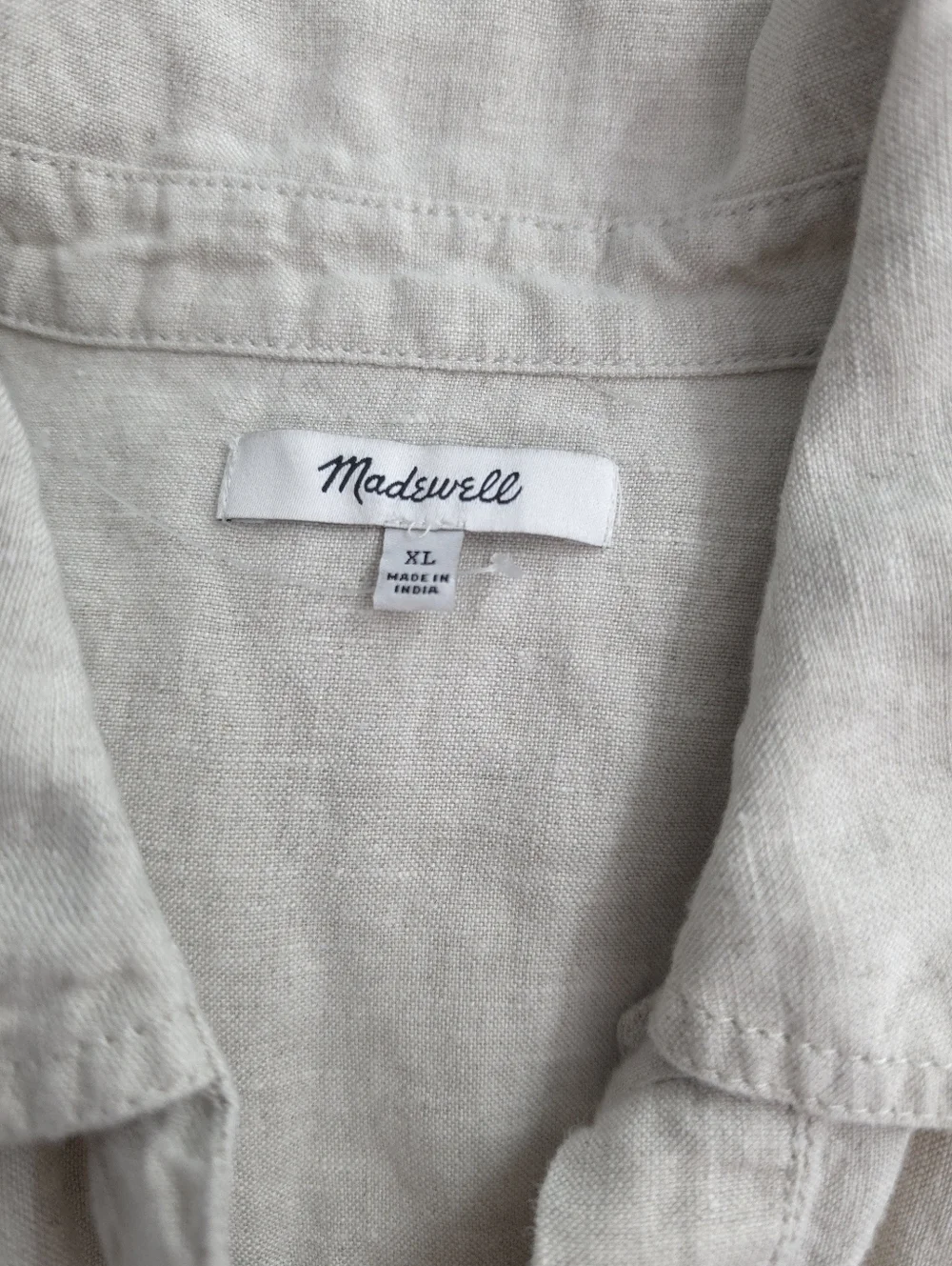 Madewell Linen Utility Short-Sleeve Mini Shirtdress in Oat - Picture 5 of 9
